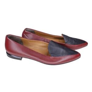 Everlane Pointed Toe Loafers Slip On Flats Burgundy Red Black Leather Classic 6